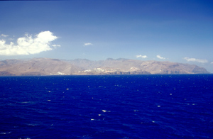 Foto von La Gomera vom Schiff von Teneriffa aus gesehen
